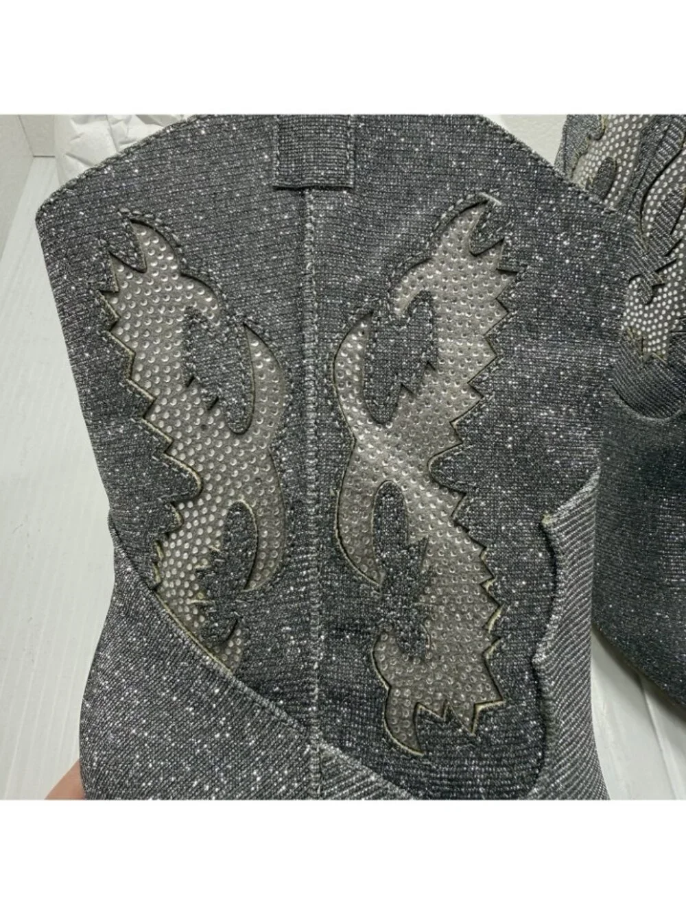 MIA Womens Gypsi Western Boots Size 9 Silver Glitter Cowgirl Disco Glam NWT